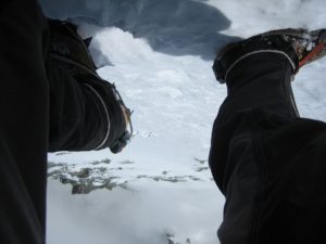 Looking down the Grand Combin south face